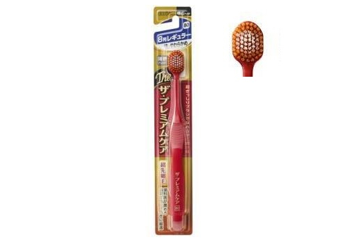  EBISU Зубная щетка The Premium Care 8-row с широкой чистящей головкой круглой формы, с увеличенным количеством пучков и сверхтонкими концами щетинок, 8-рядная, супермягкая, фото 3 