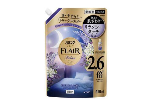  KAO Кондиционер для белья Humming FLAIR Relax концентрат аромат Лаванда и жасмин 910 мл, мягкая упаковка с крышкой, фото 1 