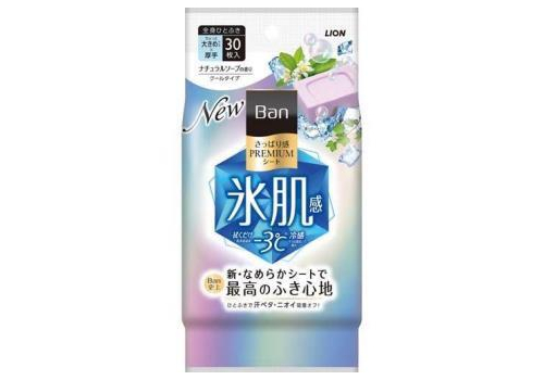 LION Салфетки дезодорант Ban Premium Япония влажные от пота и запаха с пудрой охлаждающие цветочное мыло 30 шт, фото 1 