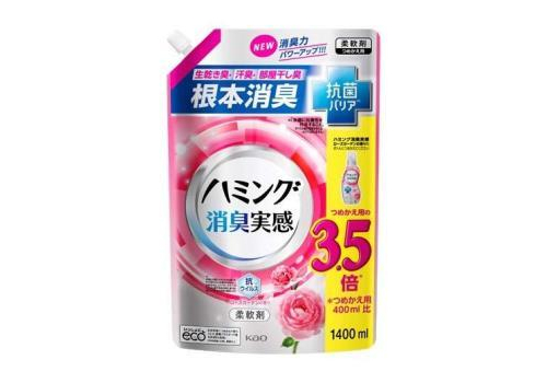 KAO Humming Feeling Rose Garden Кондиционер-ополаскиватель для белья, с антибактериальным эффектом, с ароматом розового сада, мягкая упаковка с крышкой 1400мл., фото 1 