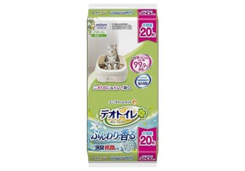  UNICHARM Пеленки для системного туалета Deo-Toilet антибактериальные с ароматом цветов 20шт, фото 1 