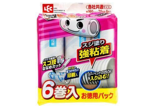  LEC Сменные блоки липкой ленты для чистки ковров усиленные с перфорацией 6шт*70листов, фото 1 