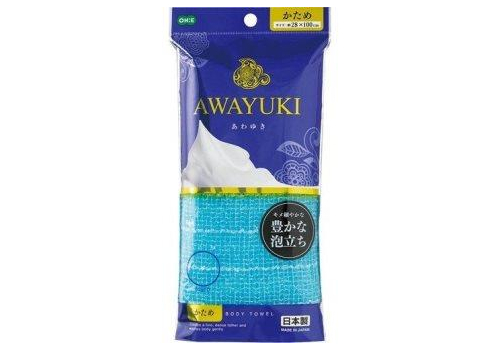  OHE AWAYUKI Массажная мочалка "Увлажняющая пена", жесткая, голубая, 28Х100см., фото 1 