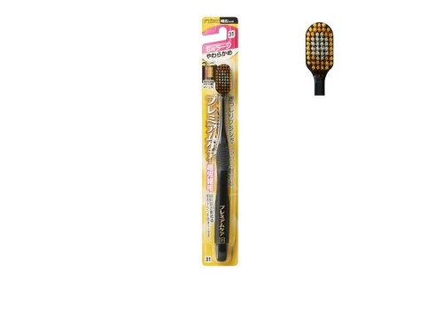  EBISU Large Regular Широкая 6-рядная зубная щётка с увеличенной головкой овальной формы, двухуровневой комбинированной щетиной и сверхтонкими кончиками щетинок, 1 шт, мягкая, фото 1 