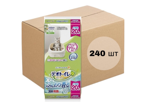  UNICHARM Пеленки для системного туалета Deo-Toilet антибактериальные с ароматом цветов 20шт х 12уп, фото 1 