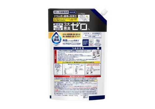  KAO Attack Zero Концентрированное жидкое средство для стирки в стиральных машинах барабанного типа, с ароматом свежей листвы, сменная упаковка с крышкой 1540г., фото 2 