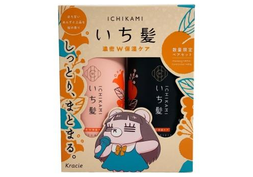  KRACIE Набор шампуня и кондиционера Ichikami для восстановления и предотвращения повреждений волос с ароматом абрикоса шампунь 480мл.+ кондиционер 480г., фото 1 