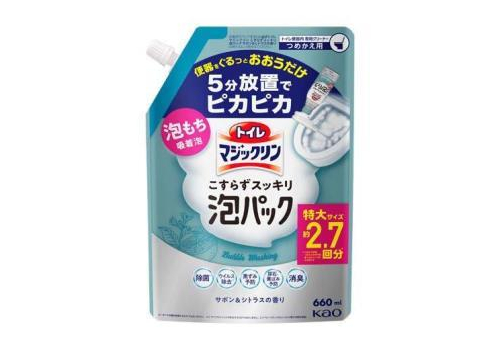  KAO Toilet Magiclean Sabon & Citrus Чистящая и дезинфицирующая спрей-пенка для туалета, с ароматом цветочного мыла и цитрусов, мягкая упаковка с крышкой 660мл., фото 1 