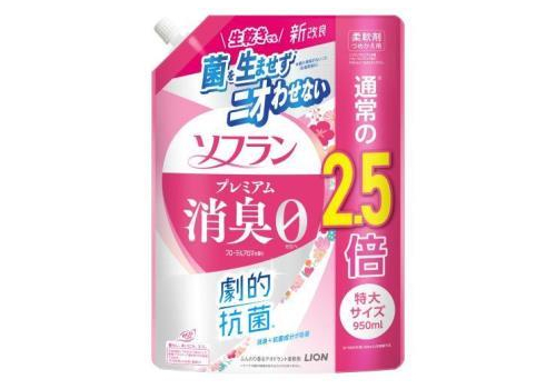  LION Кондиционер для белья Soflan Premium Floral Aroma с антибактериальным и дезодорирующим эффектом, с цветочно-ягодным ароматом, мягкая упаковка с крышкой 950мл. 1/6, фото 1 