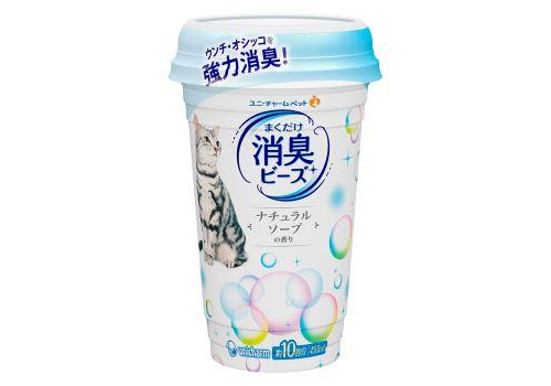  Unicharm Шарики дезодорирующие для кошачьего туалета запах натурального мыла 450мл, фото 1 