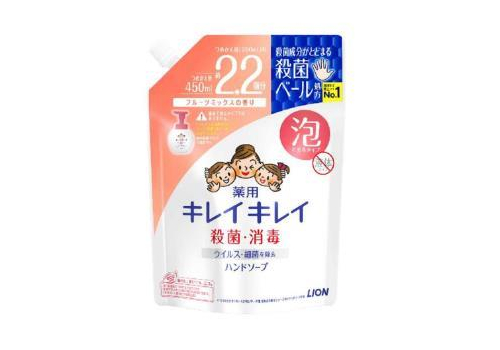  LION KireiKirei Fruit Mix Мыло-пенка для рук с ароматом фруктового микса, мягкая упаковка с крышкой, 450мл., фото 1 