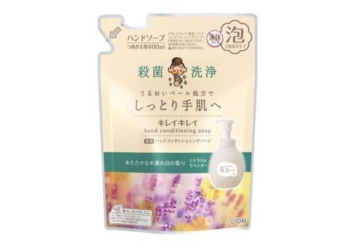 LION Kirei Kirei Hand Conditioning Увлажняющее мыло-пенка для рук с антибактериальным эффектом и ароматом цитруса и лаванды, сменная упаковка 400мл., фото 1 