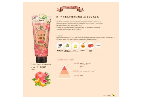  KOSE Глубокоувлажняющее и смягчающее ароматизированное молочко "Precious Garden" для тела длительного действия "Медовый персик" 200 г, фото 2 