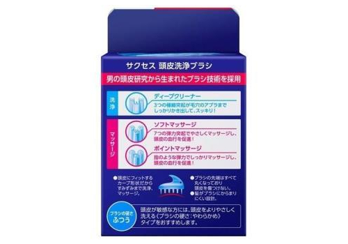  KAO Массажная щётка "Success" с резиновыми пальчиками для мытья волос и кожи головы, средней жёсткости, фото 2 