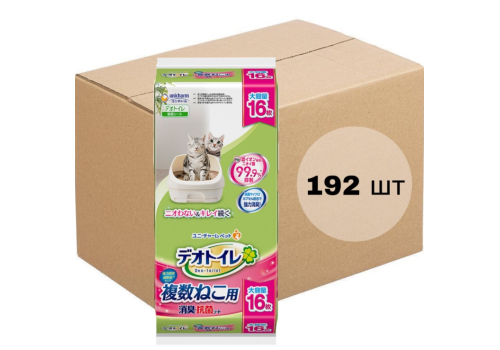  UNICHARM Пеленки для системного туалета Deo-Toilet для 2-ух и более кошек 16шт х 12уп, фото 1 