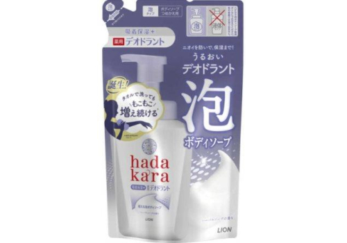  LION Мыло-пенка для тела Hadakara с прохладным травяным ароматом, 440мл, фото 1 
