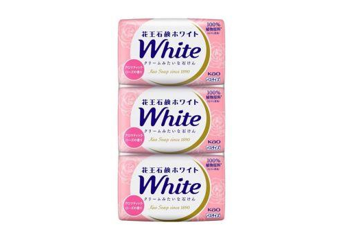  KAO Натуральное увлажняющее туалетное мыло "White" со скваланом (роскошный аромат роз) 130 г х 3 шт., фото 1 