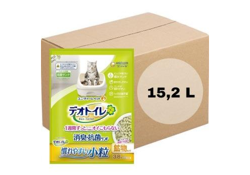  Unicharm Наполнитель цеолитовый для системных туалетов Deo-Toilet Nyantomo мелкие гранулы коробка 4 уп*3,8 л, фото 1 