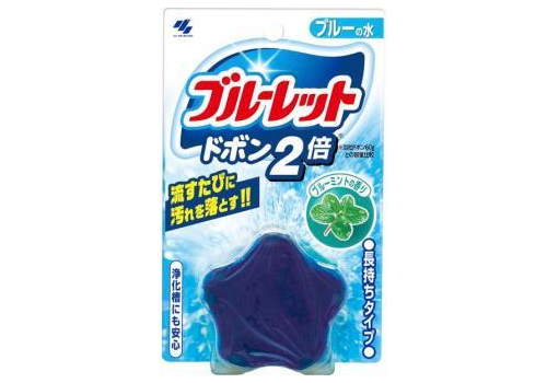  KOBAYASHI Таблетка для бачка унитаза Bluelet Dobon Double Blue Mint с эффектом окрашивания воды, аромат мяты, 120г., фото 1 