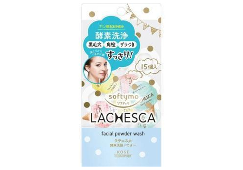  KOSE Пудра энзимная "Softymo Lachesca" для умывания, глубокого очищения пор, удаления чёрных точек и улучшения текстуры кожи 0,4 г х 15 шт., фото 1 