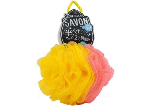  Yokozuna Мочалка для тела, в форме шара, 2-х сторонняя: мягкая/жёсткая. Жёлтая, фото 1 