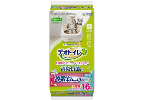  UNICHARM Пеленки для системного туалета Deo-Toilet для 2-ух и более кошек с ароматом цветов 16шт, фото 1 
