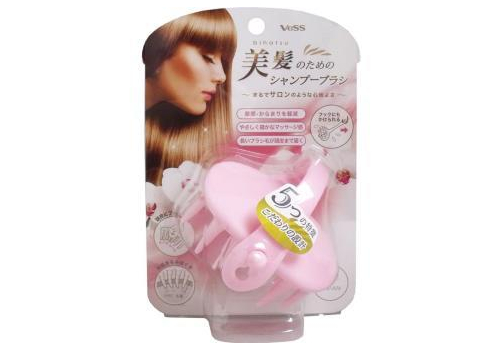  VeSS Bihatsu Shampoo Brush Силиконовая щетка-массажер для мытья головы, розовая, 1шт., фото 1 