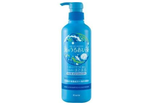  KRACIE Umi No Uruoiso Moisture Care Увлажняющий шампунь-кондиционер для волос 2-в-1 с экстрактами морских водорослей, с освежающим цветочно-морским ароматом, помпа 490мл., фото 1 