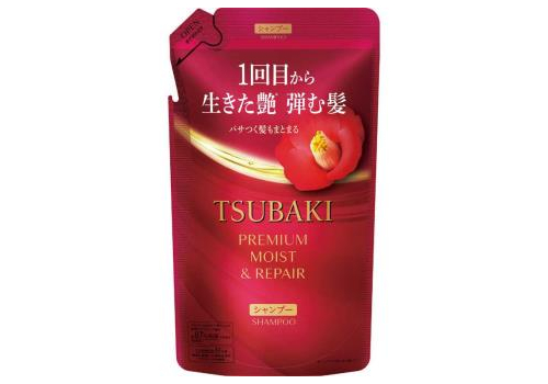  SHISEIDO Увлажняющий шампунь для волос Tsubaki Premium с маслом камелии, с ароматом камелии и цветов, сменная упаковка 300мл., фото 1 