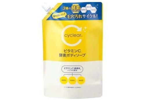  KUMANO YUSHI Cyclear Vitamin C Жидкое мыло для тела увлажняющее, с витамином С и энзимами, с цитрусовым ароматом, сменная упаковка с крышкой 700мл., фото 1 