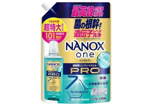  LION  Концентрированное жидкое средство NANOX one  для стирки белья с максимально глубокой антибактериальной очисткой и защитой от запахов и изменения цвета, сменный блок, 1010г, фото 1 
