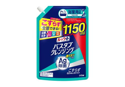  LION Чистящее средство для ванной комнаты "Look Plus" быстрого действия аромат трав и мяты + ионы серебра 1150 мл, мягкая упаковка с крышкой, фото 3 