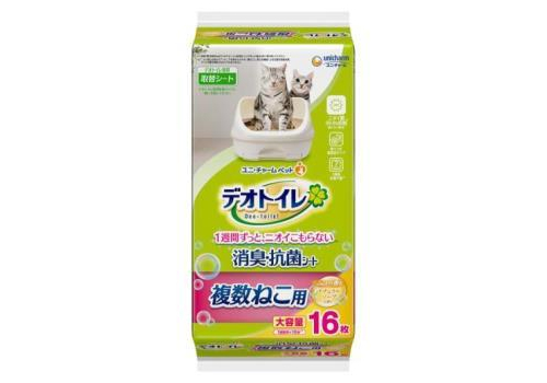  UNICHARM Пеленки для системного туалета Deo-Toilet для 2-ух и более кошек с ароматом душистого мыла 16шт, фото 1 