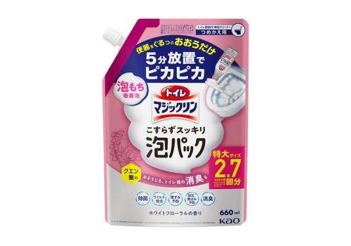  KAO Toilet Magiclean White Floral Инновационное чистящее пенное средство для бесконтактной очистки чаши унитаза, с ароматом белых цветов, мягкая упаковка с крышкой 660мл., фото 1 
