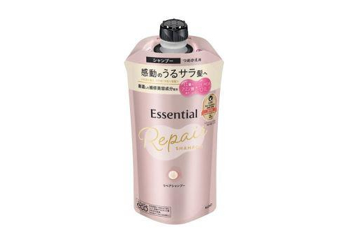  KAO Essential Шампунь для повреждённых волос разглаживающий кутикулу Увлажнение и восстановление 340 мл, фото 1 