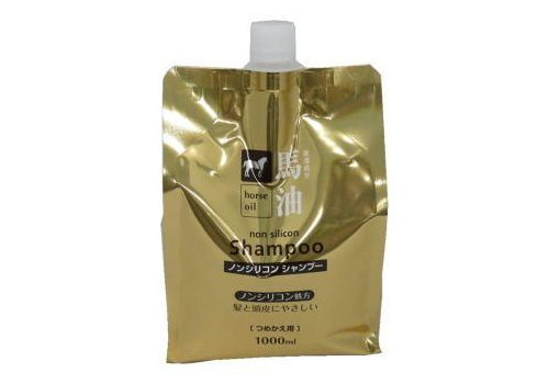  KUMANO YUSHI Шампунь с лошадиным маслом и маслом камелии Horse Oil Shampoo для поврежденных и ломких волос, сменный блок 1000мл., фото 1 