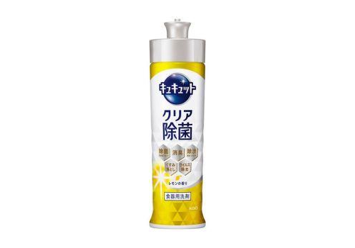  KAO Средство для мытья посуды и кухонных раковин CuCute с лимонной кислотой аромат лимона от стойких загрязнений 220 мл флакон с дозатором, фото 1 