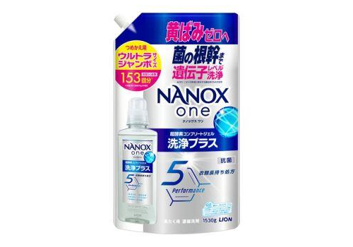  LION Концентрированное жидкое средство NANOX one для стирки с «супер-энзимами» для удаления стойких загрязнений, запахов и предотвращения пожелтения вещей, с легким ароматом цитрусового мыла, сменка 1530г, фото 1 