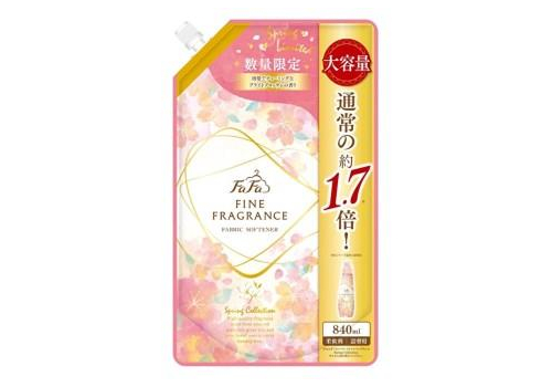  NS FaFa Парфюмированный кондиционер-ополаскиватель для белья  Fine Fragrance Spring Collection, (Лимитированный выпуск) с ароматом цветущей сакуры и нотками жасмина и фиалки, сменная упаковка с крышкой 840мл. 1/12, фото 1 