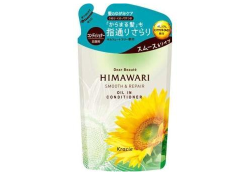  KRACIE Dear Beaute Himawari Smooth & Repair Кондиционер с растительным комплексом для восстановления и гладкости волос, с цветочным ароматом и нотками цитрусов, личи и черной смородины, сменная упаковка 360г., фото 1 