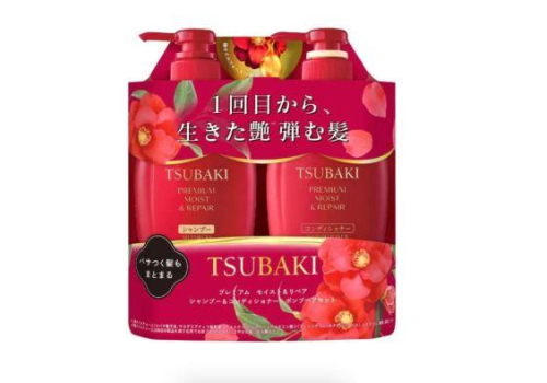  SHISEIDO Tsubaki Набор для экстраувлажнения волос с ароматом листьев камелии: шампунь 450мл.+кондиционер, 450мл., фото 1 