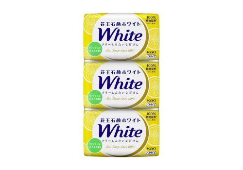  KAO Натуральное увлажняющее туалетное мыло "White" со скваланом (сочный аромат лимона) 130 г х 3 шт., фото 1 