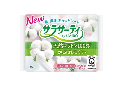  KOBAYASHI Ежедневные гигиенические прокладки Sarasaty Cotton 100% хлопок с ароматом розы 56шт, фото 1 
