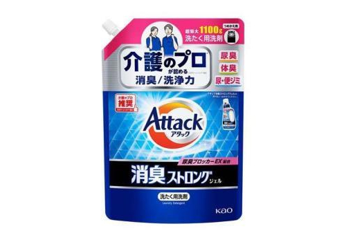  KAO Attack Deodorant Strong Gel Refill Жидкое средство для стирки, против неприятных запахов, с освежающим мятно-травяным ароматом, сменный блок 1100г., фото 1 