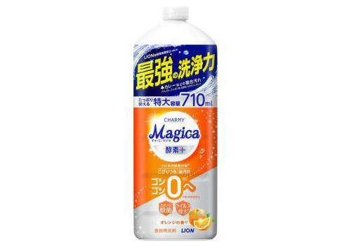  LION Средство для мытья посуды Charmy Magica+ с ароматом апельсина сменный блок 710мл, фото 1 