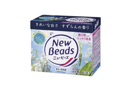  KAO New Beads Стиральный порошок для белого и цветного белья с кислородным отбеливателем и освежающим ароматом ландыша, 800г., фото 1 