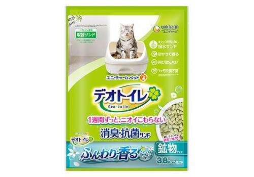  Unicharm Наполнитель цеолитовый для системных туалетов Deo-Toilet Nyantomo аромат свежести крупные гранулы 3,8 л, фото 1 