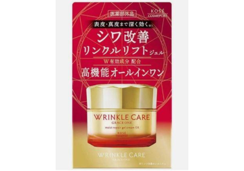  KOSE Grace One Wrinkle Care Moist Repair Gel Cream Антивозрастной крем гелевого типа (7в1) с ниацинамидом, гиалуроновой кислотой, коллагеном и маточным молочком,100г., фото 2 